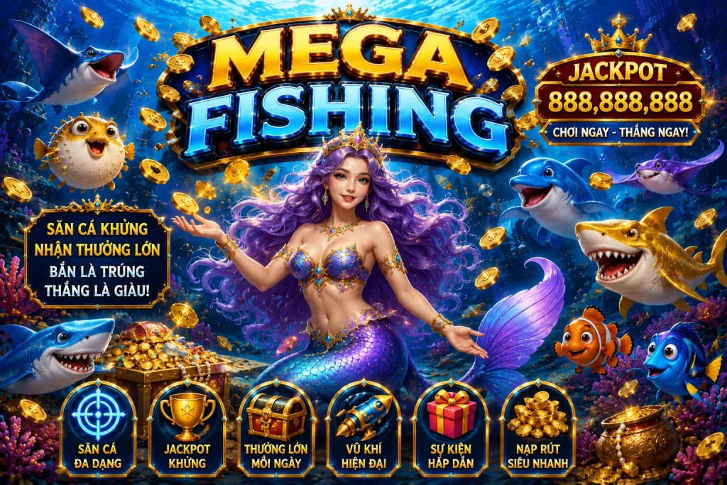 Con tàu hải tặc cổ kính giữa biển sâu trong game HITCLUB Mega Fishing